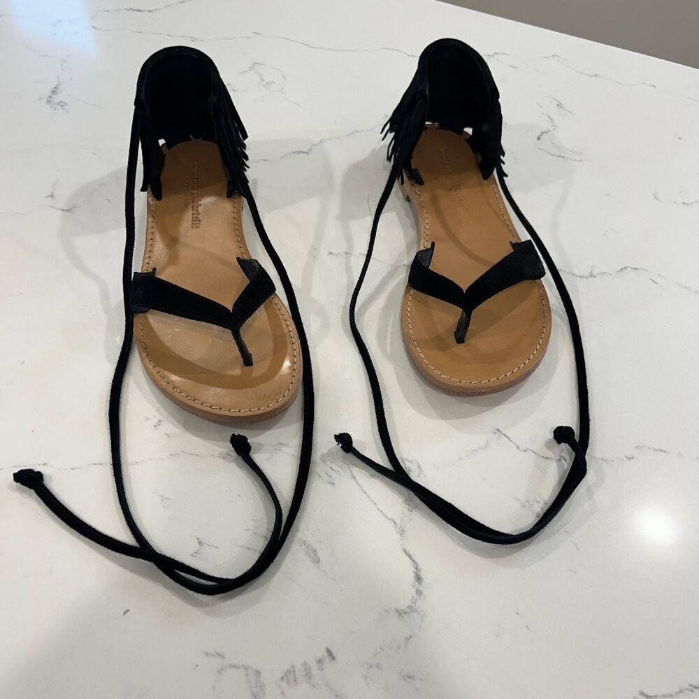 Morena Gabbrielli Black Leather Sandals Made in Italy Size 39/8.5 USA